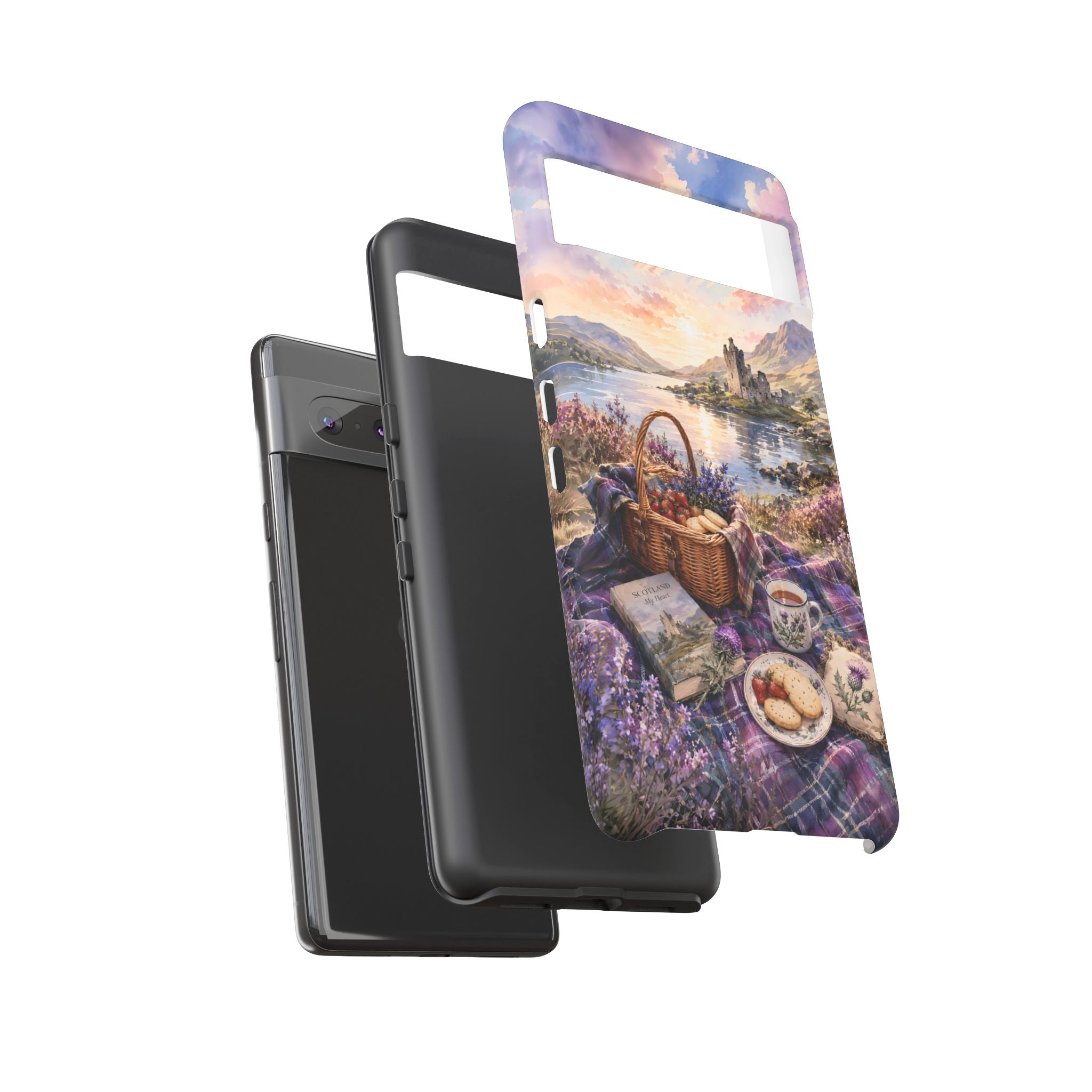 Highland Summer Picnic Phone Case – Scottish Castle & Thistle Art