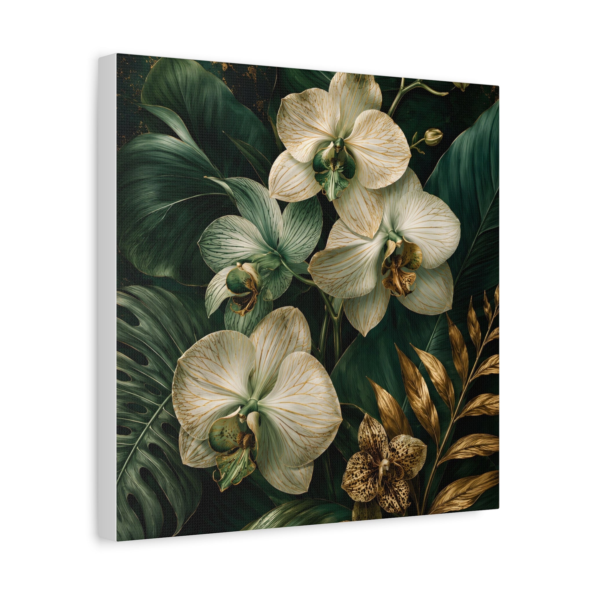 Orchid & Tropical Foliage Matte Canvas Print — Stretched Wall Art