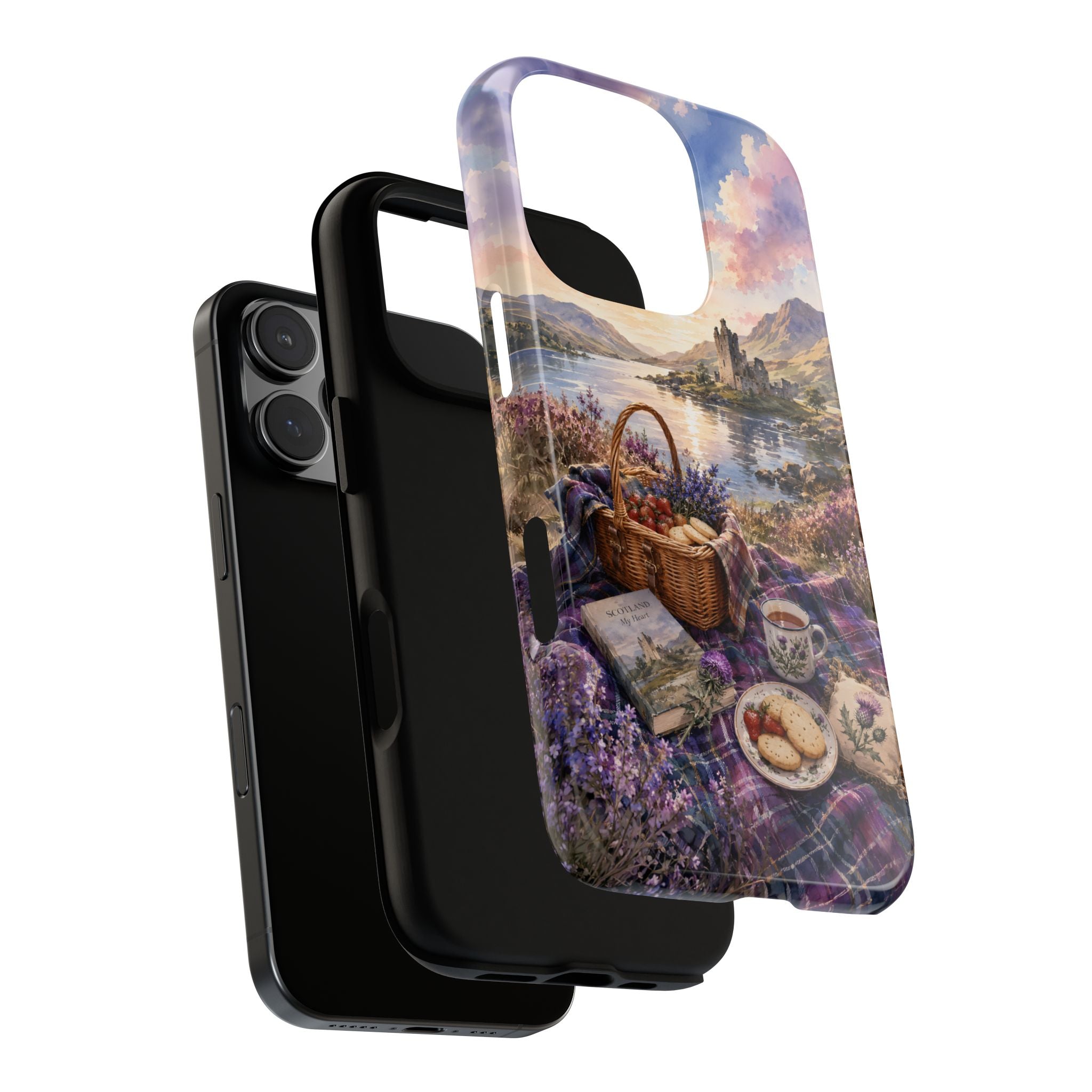 Highland Summer Picnic Phone Case – Scottish Castle & Thistle Art
