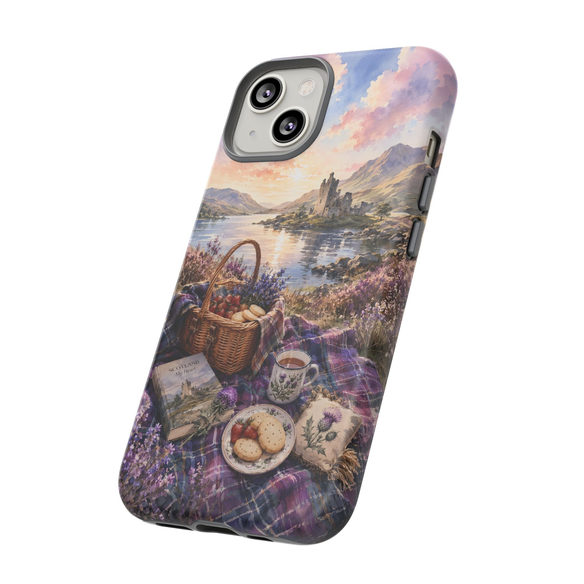 Highland Summer Picnic Phone Case – Scottish Castle & Thistle Art