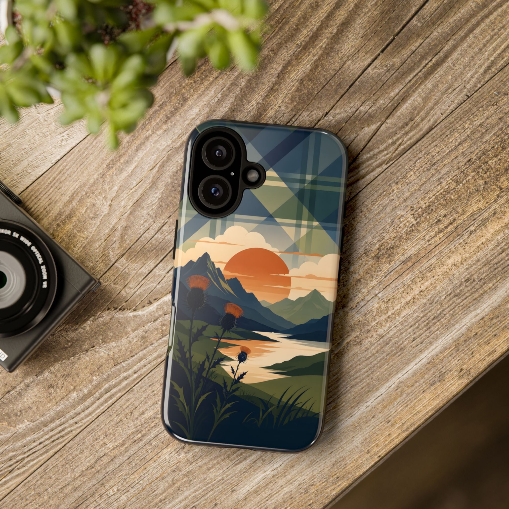Highland Sunset Tartan Phone Case – Scottish Thistle Summer Festival Edition