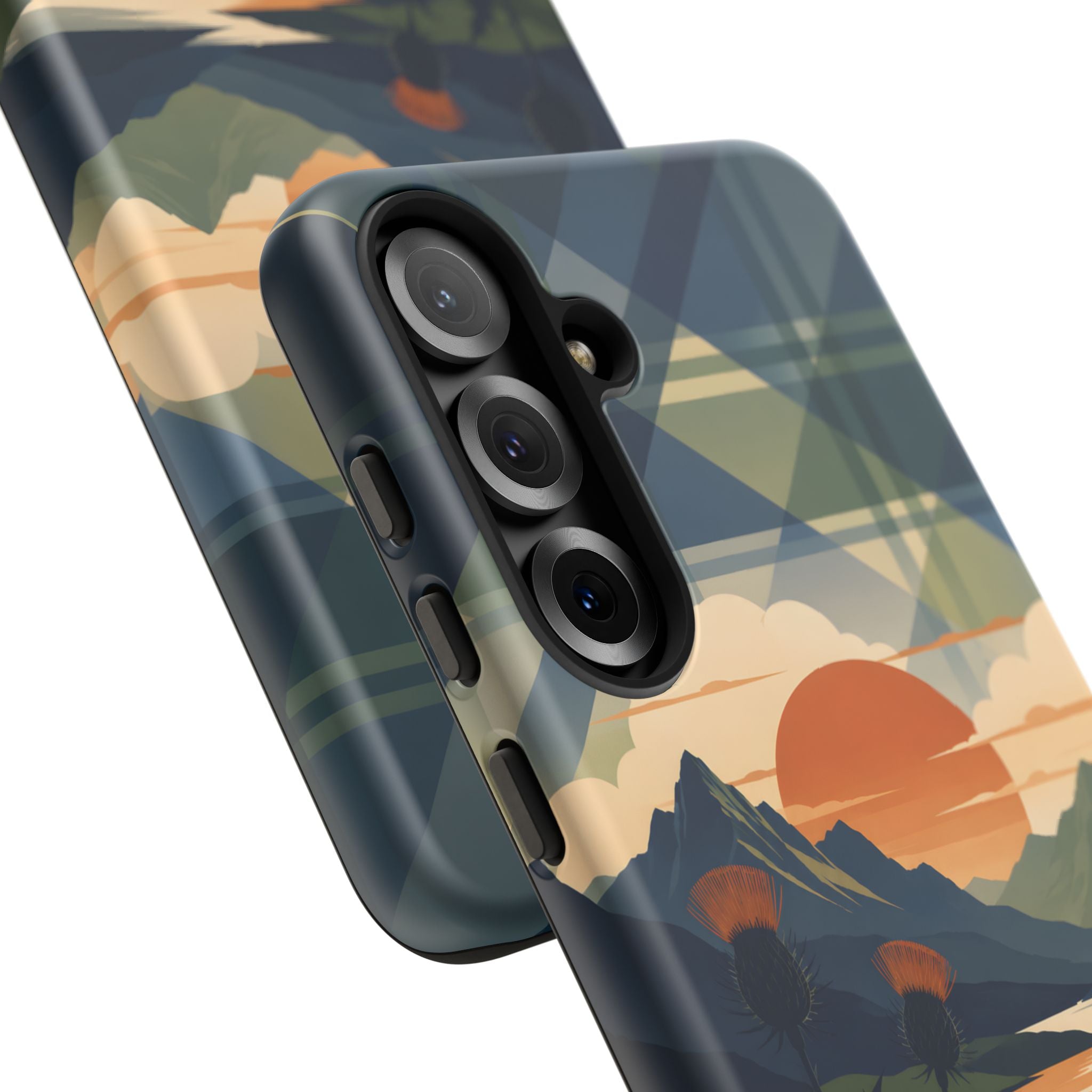 Highland Sunset Tartan Phone Case – Scottish Thistle Summer Festival Edition