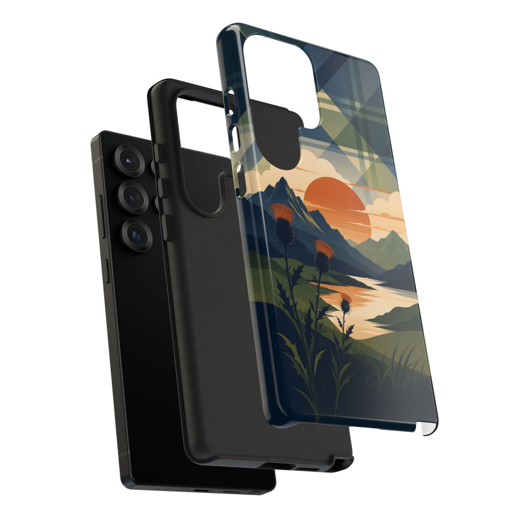 Highland Sunset Tartan Phone Case – Scottish Thistle Summer Festival Edition
