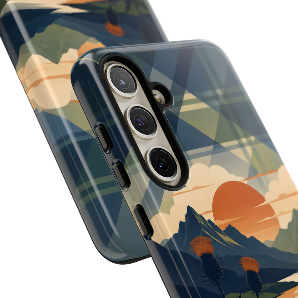 Highland Sunset Tartan Phone Case – Scottish Thistle Summer Festival Edition