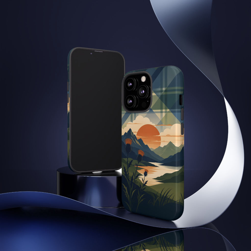 Highland Sunset Tartan Phone Case – Scottish Thistle Summer Festival Edition