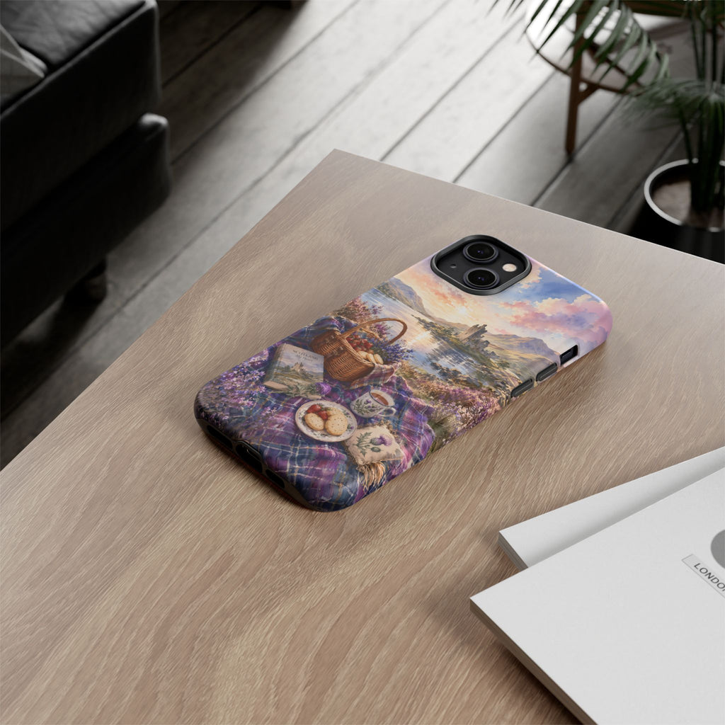 Highland Summer Picnic Phone Case – Scottish Castle & Thistle Art