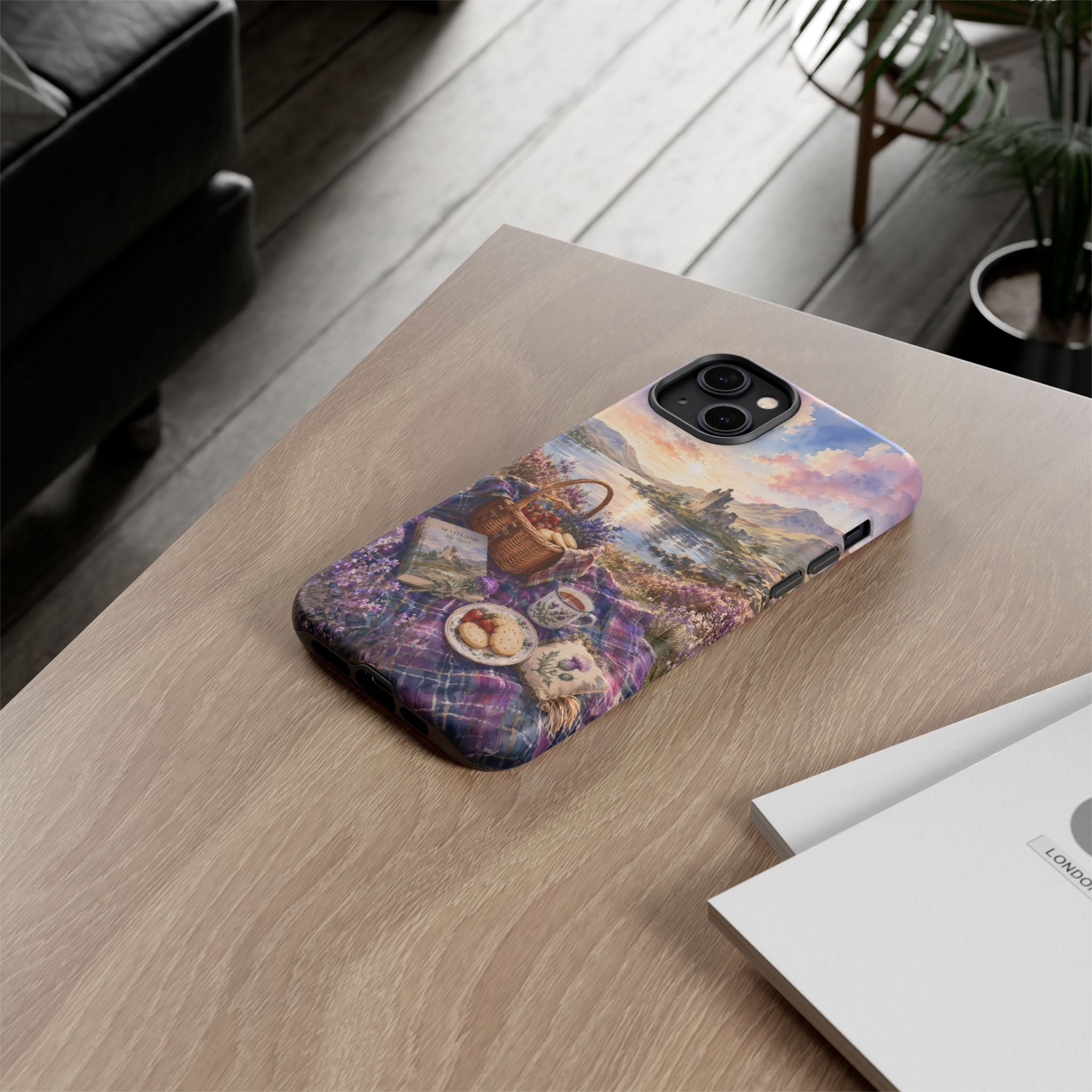 Highland Summer Picnic Phone Case – Scottish Castle & Thistle Art