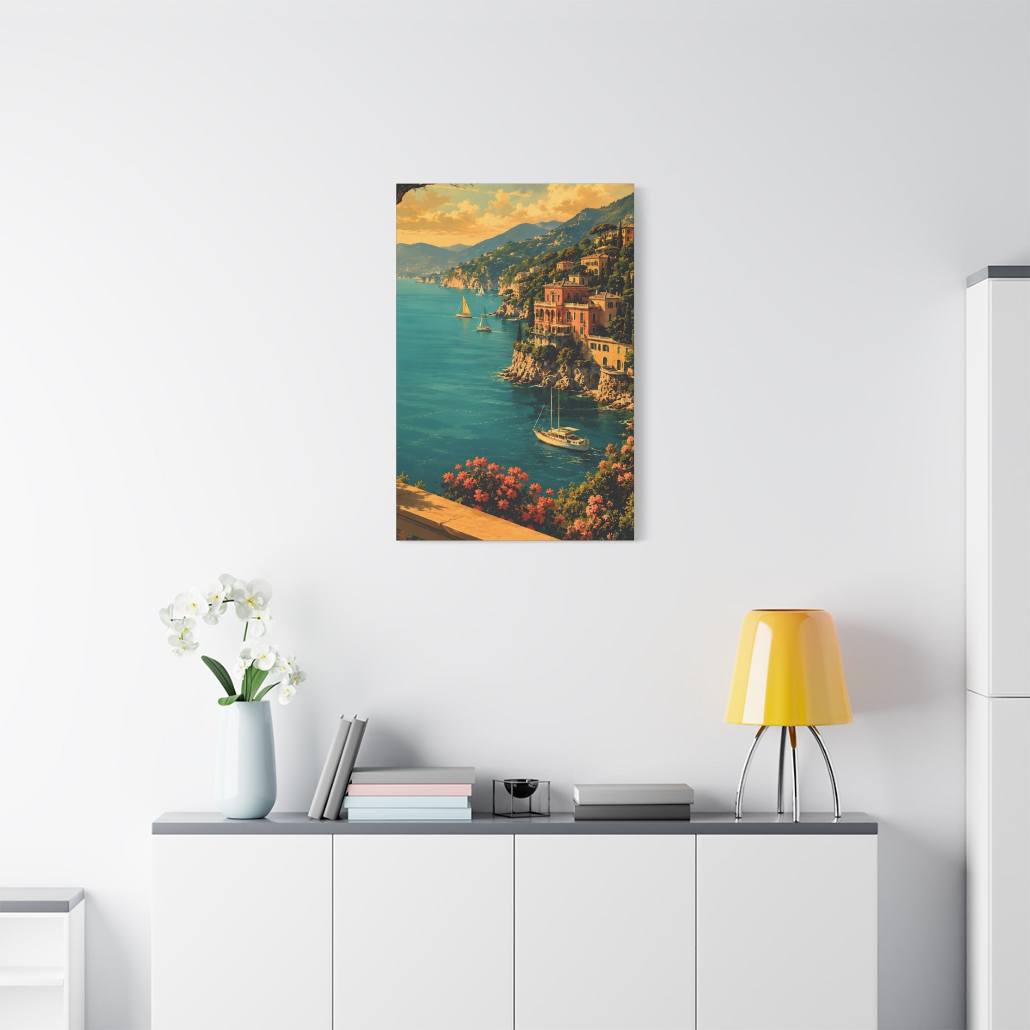 Mediterranean Coastal Canvas Print — Stretched Matte Wall Art