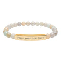 Personalized Natural Stone Bead Bracelet with Custom Engraved Bar | Customizable Message Jewelry Gift