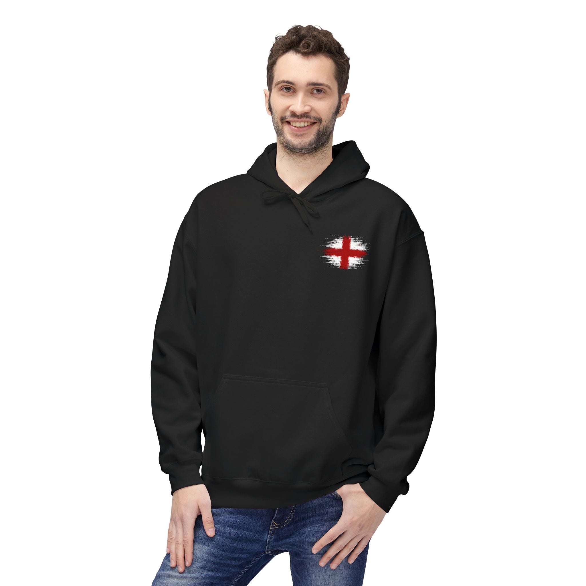 England St. George’s Cross White Hoodie – Distressed Front & Back Print