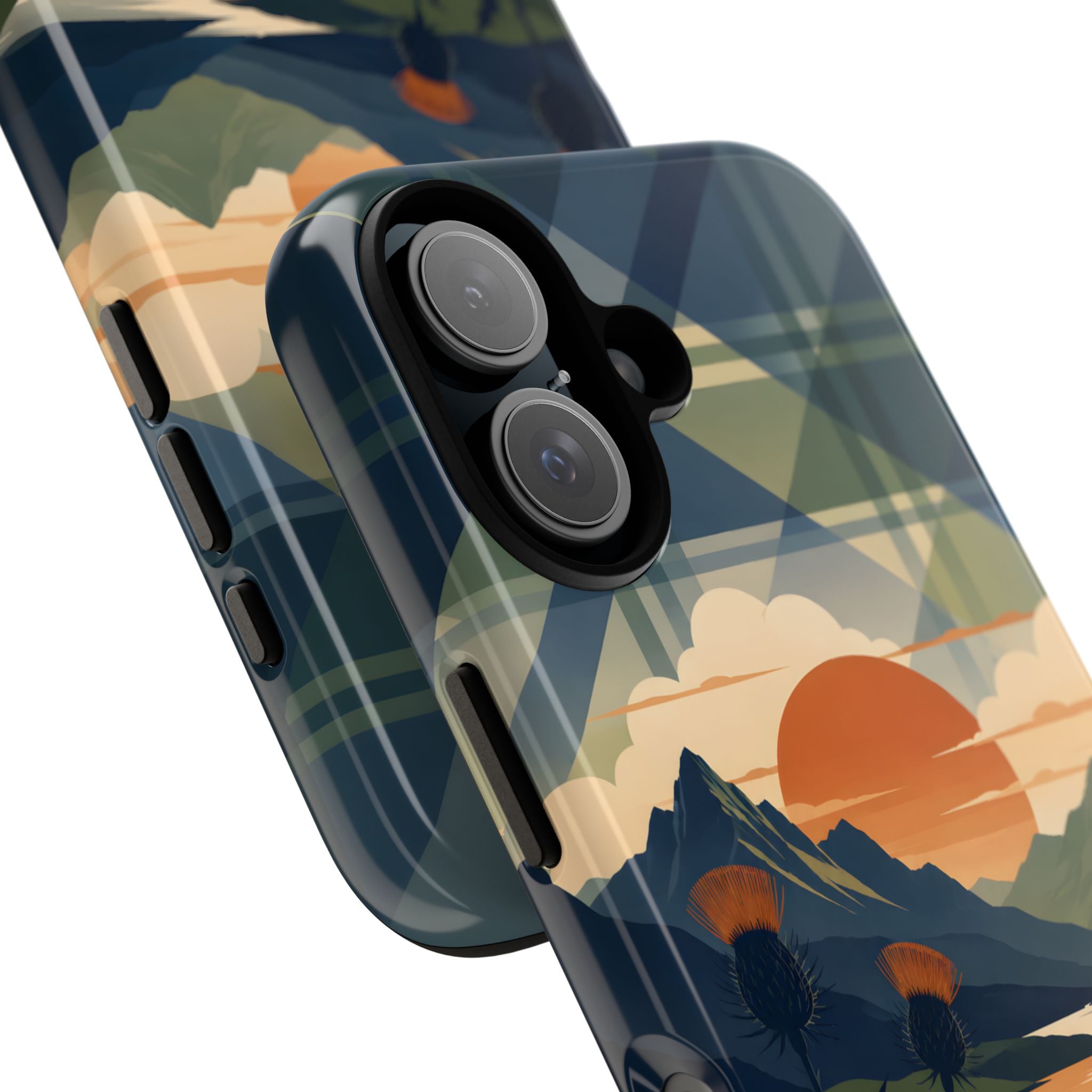 Highland Sunset Tartan Phone Case – Scottish Thistle Summer Festival Edition