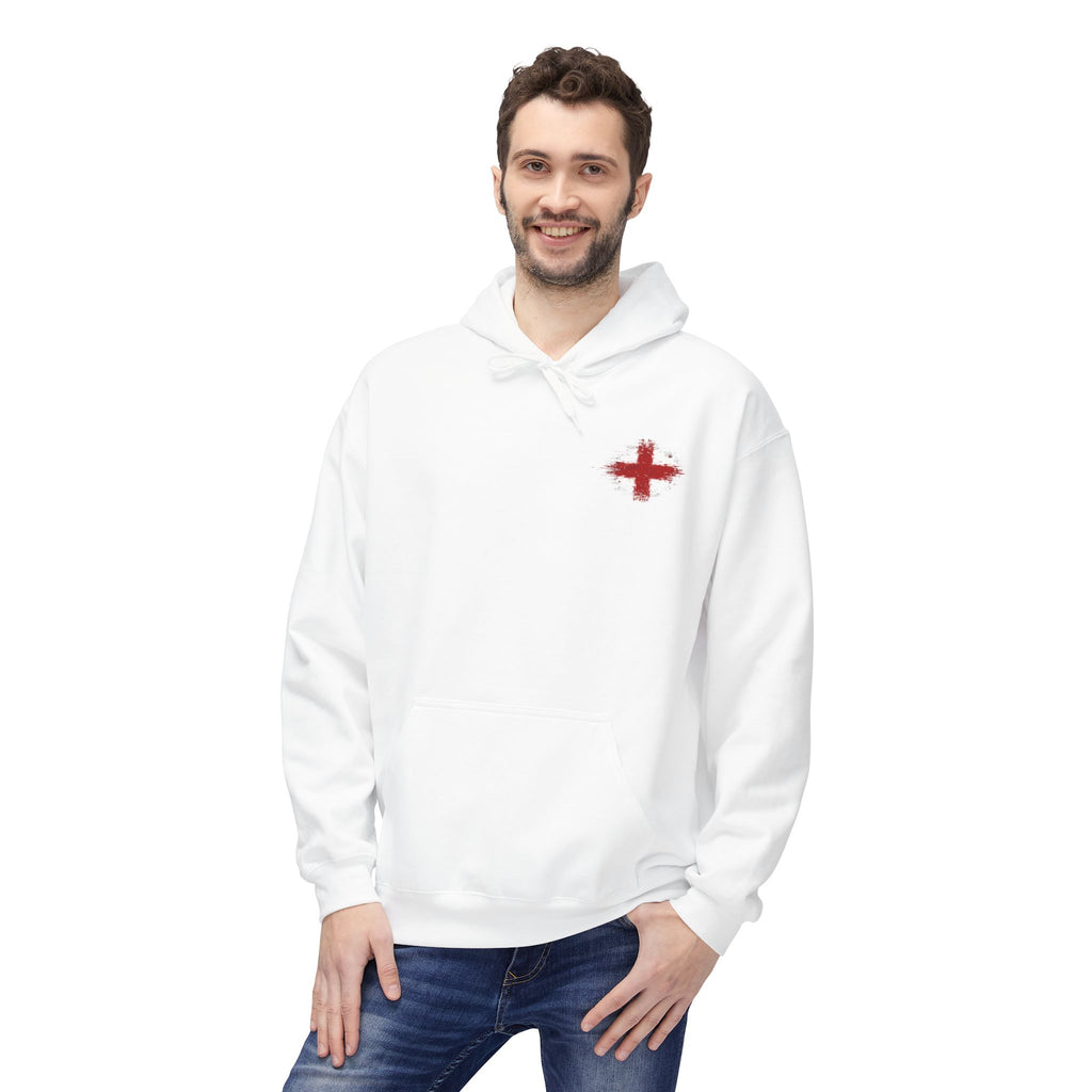 England St. George’s Cross White Hoodie – Distressed Front & Back Print