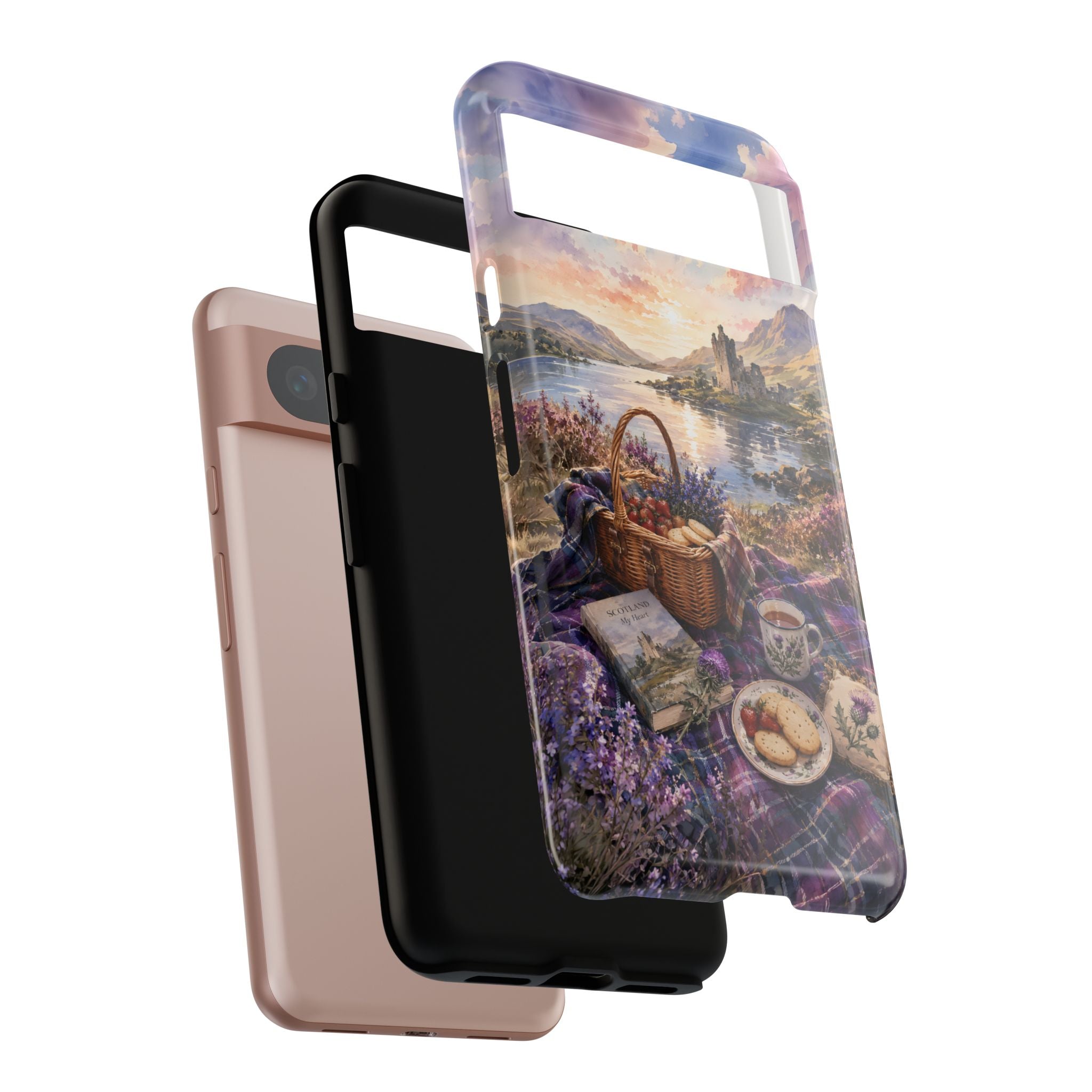 Highland Summer Picnic Phone Case – Scottish Castle & Thistle Art