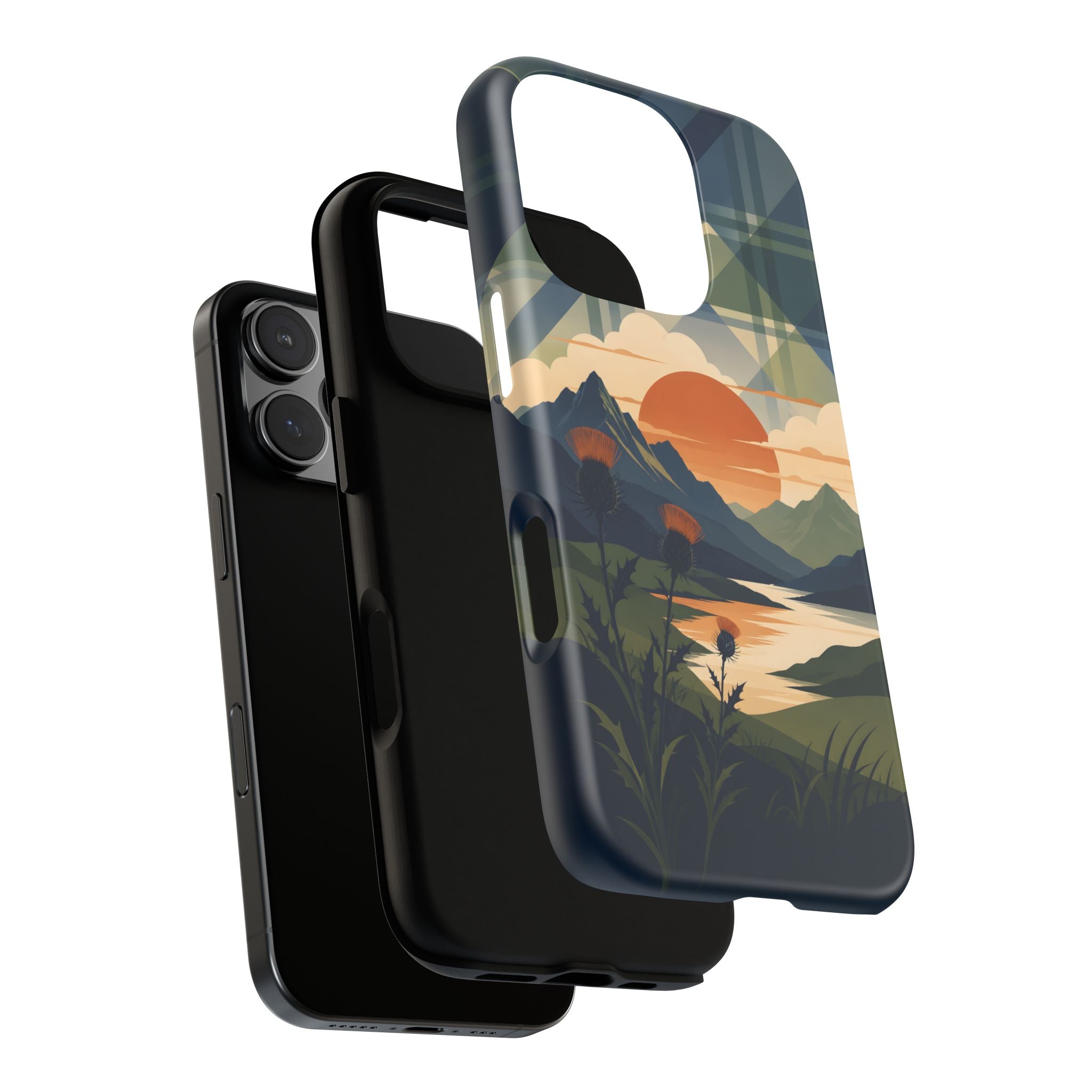 Highland Sunset Tartan Phone Case – Scottish Thistle Summer Festival Edition