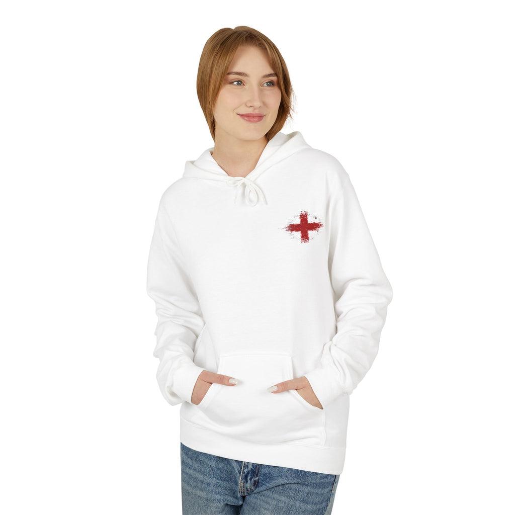 England St. George’s Cross White Hoodie – Distressed Front & Back Print