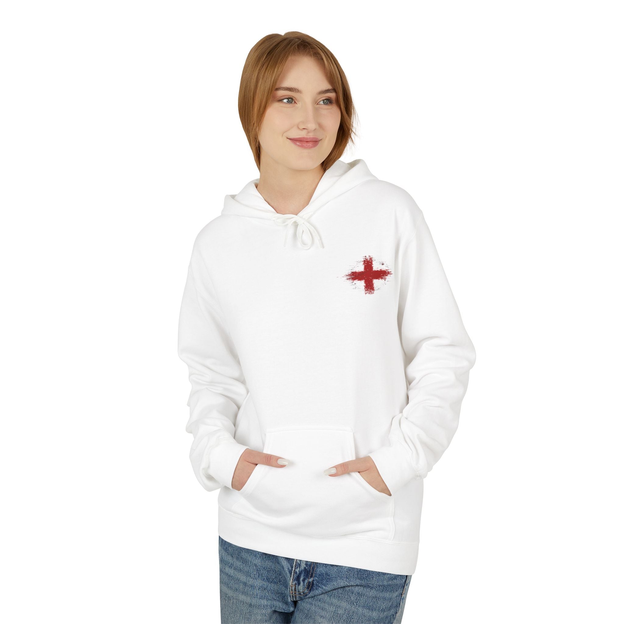 England St. George’s Cross White Hoodie – Distressed Front & Back Print