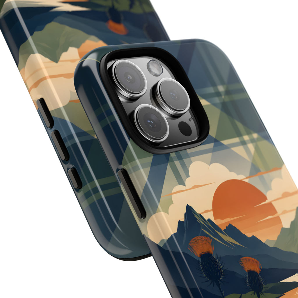 Highland Sunset Tartan Phone Case – Scottish Thistle Summer Festival Edition