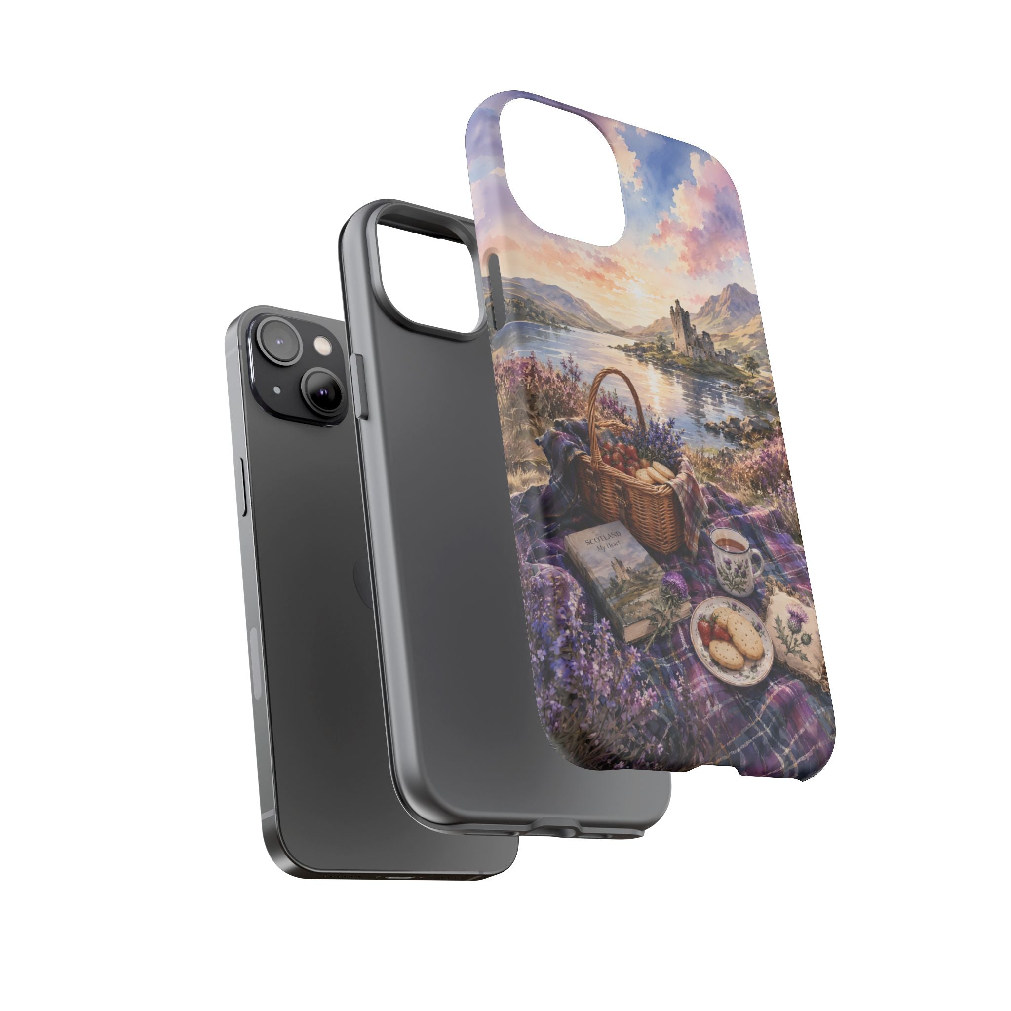 Highland Summer Picnic Phone Case – Scottish Castle & Thistle Art