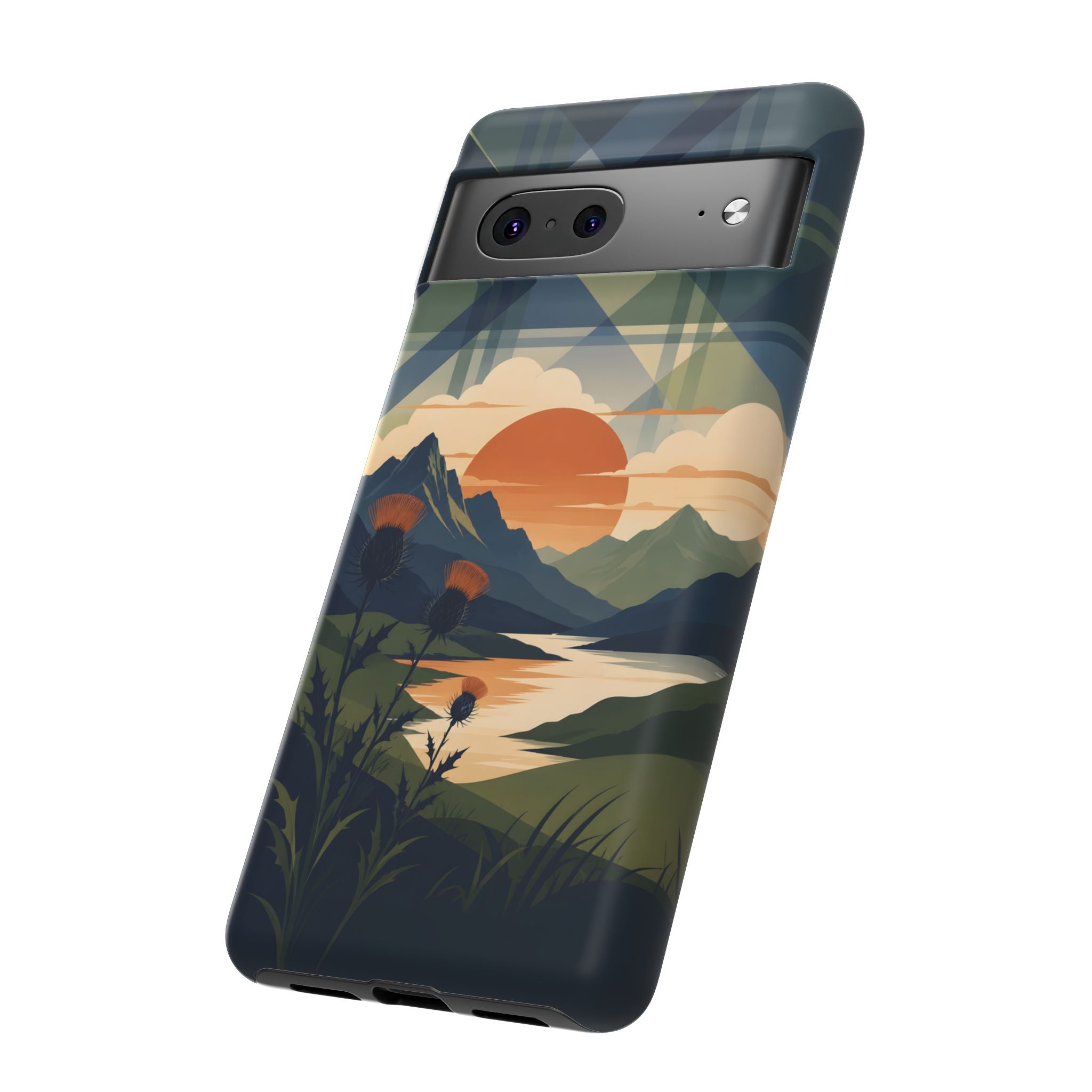 Highland Sunset Tartan Phone Case – Scottish Thistle Summer Festival Edition