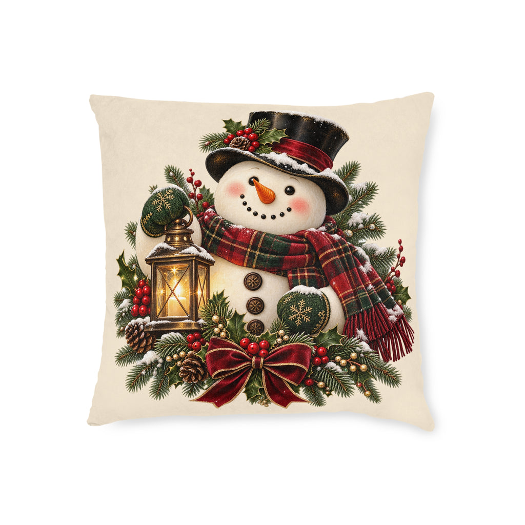 Festive Snowman Christmas Square Pillow
