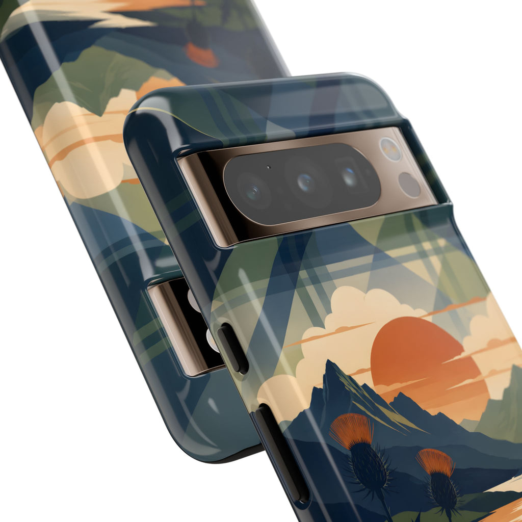 Highland Sunset Tartan Phone Case – Scottish Thistle Summer Festival Edition