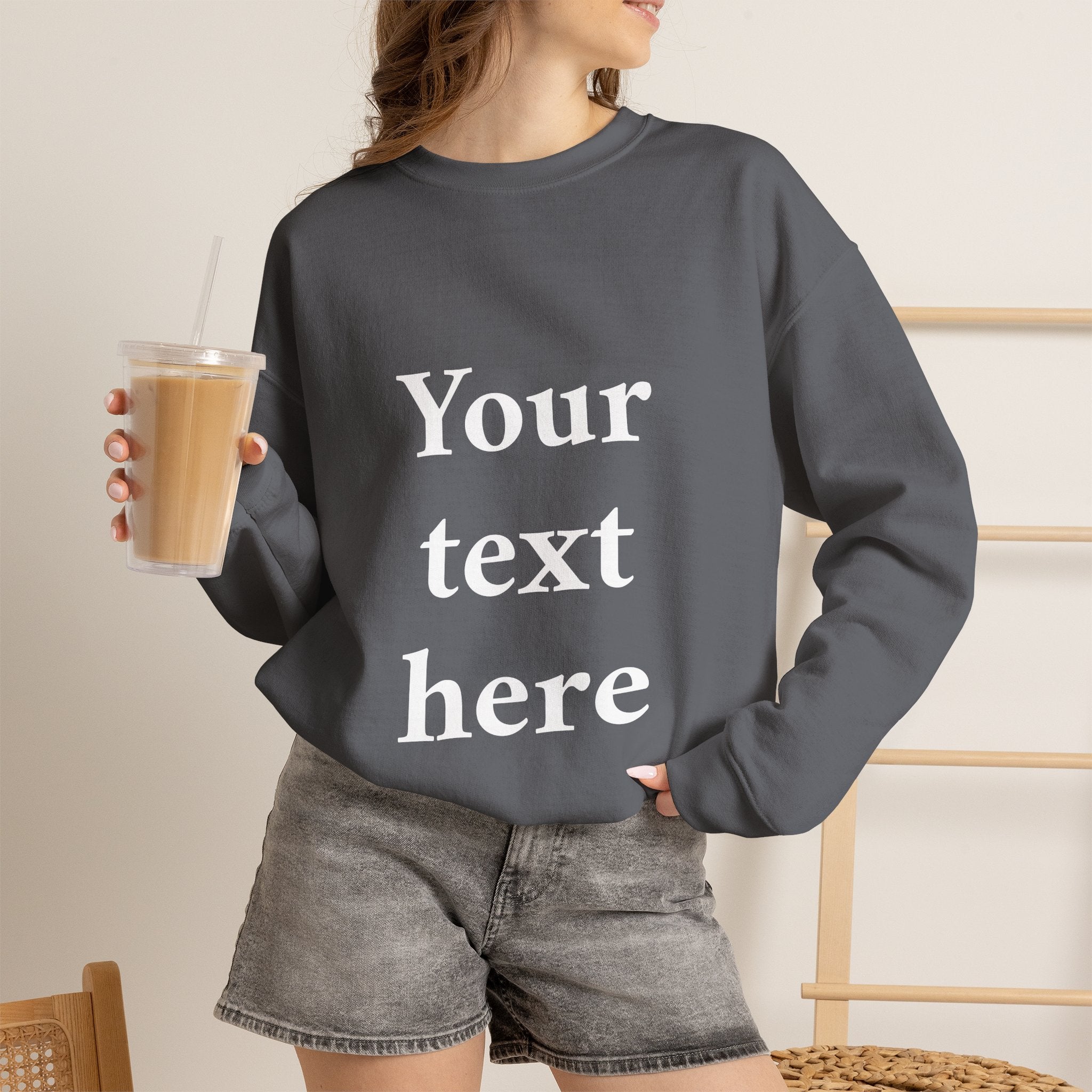 Custom Text Crewneck Sweatshirt — Personalized Minimalist Sweatshirt