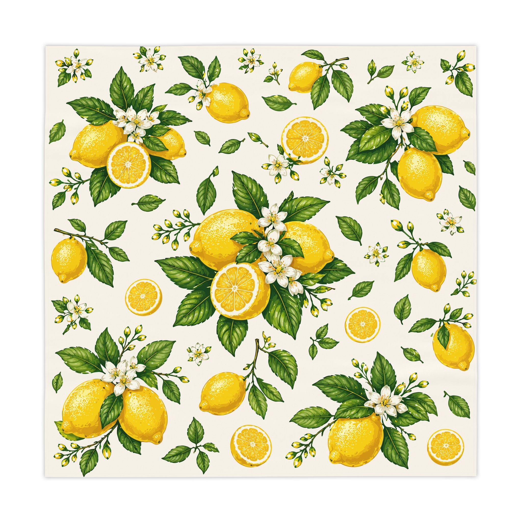 Lemon Grove Tablecloth — Bright Citrus Floral Table Linen