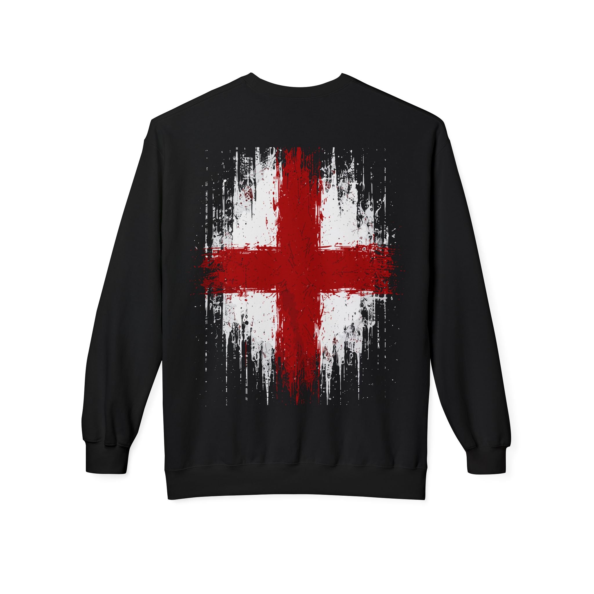 England Flag Crewneck Sweatshirt — Distressed St George Cross Pullover