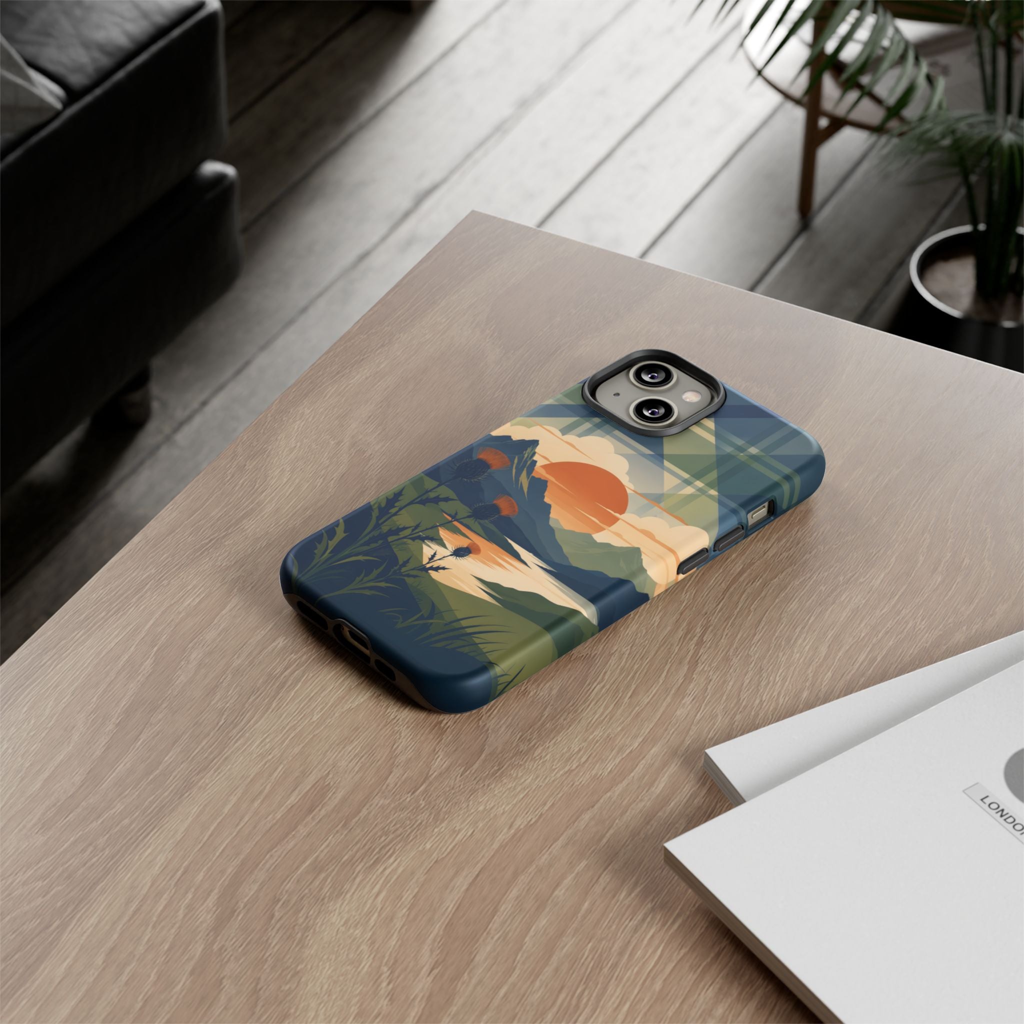 Highland Sunset Tartan Phone Case – Scottish Thistle Summer Festival Edition