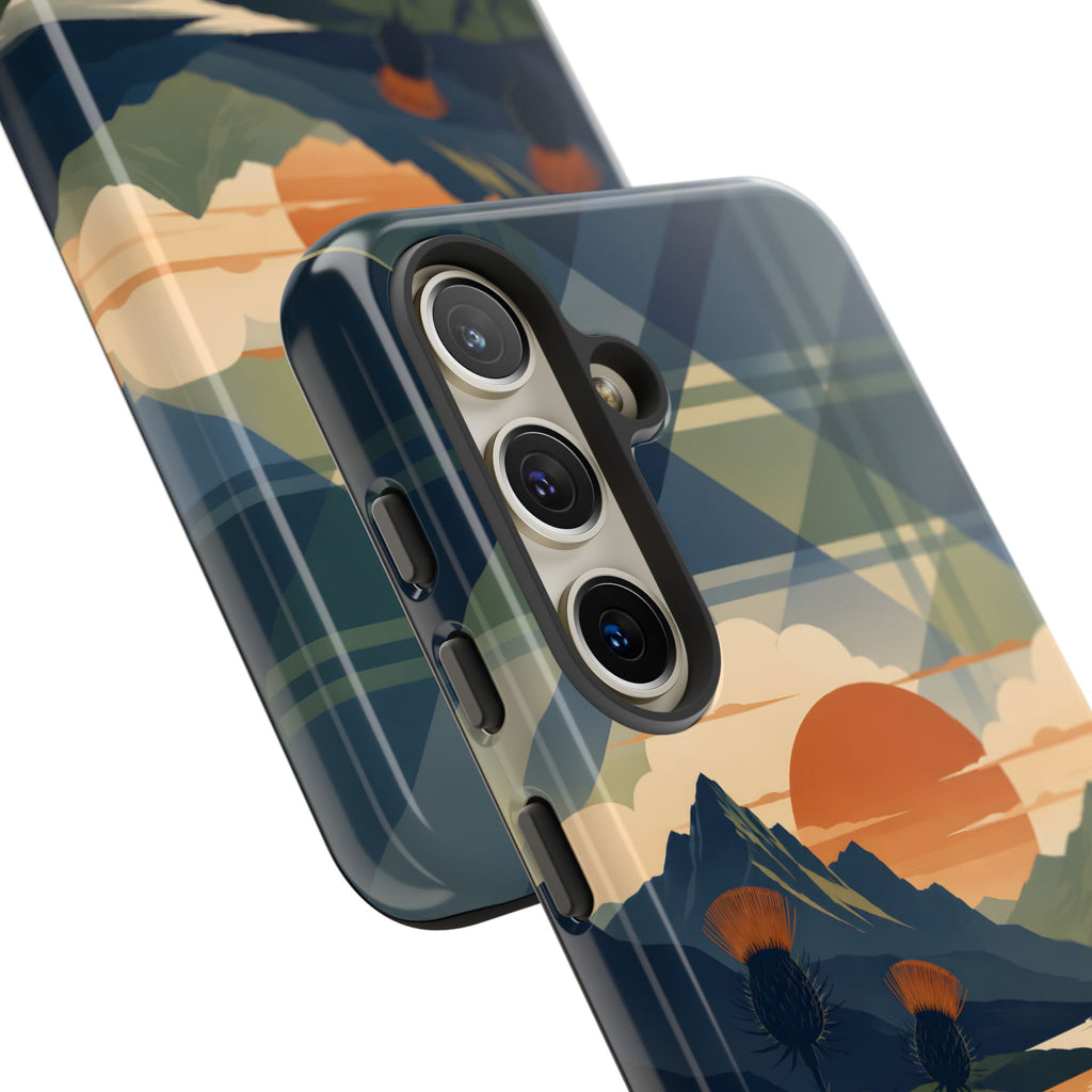 Highland Sunset Tartan Phone Case – Scottish Thistle Summer Festival Edition