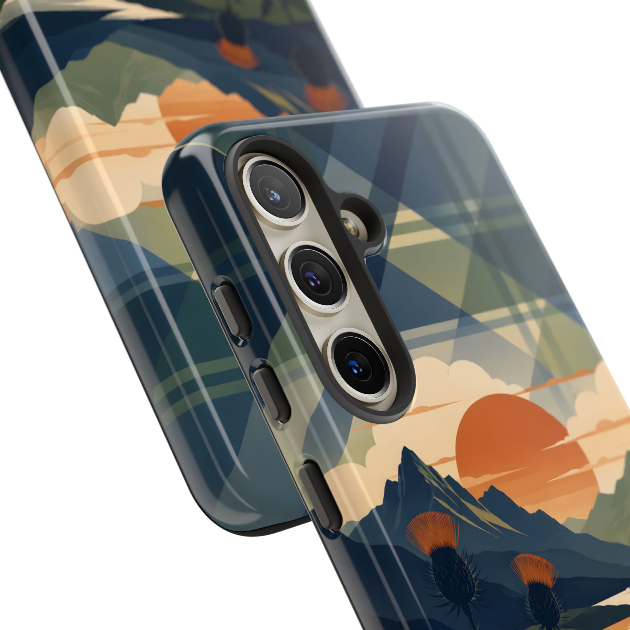 Highland Sunset Tartan Phone Case – Scottish Thistle Summer Festival Edition