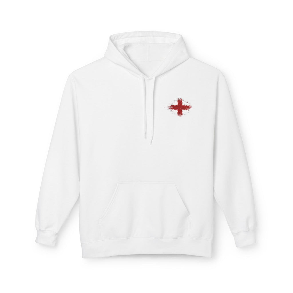England St. George’s Cross White Hoodie – Distressed Front & Back Print
