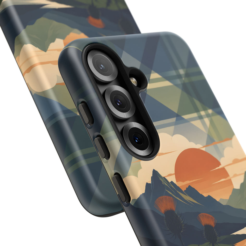 Highland Sunset Tartan Phone Case – Scottish Thistle Summer Festival Edition