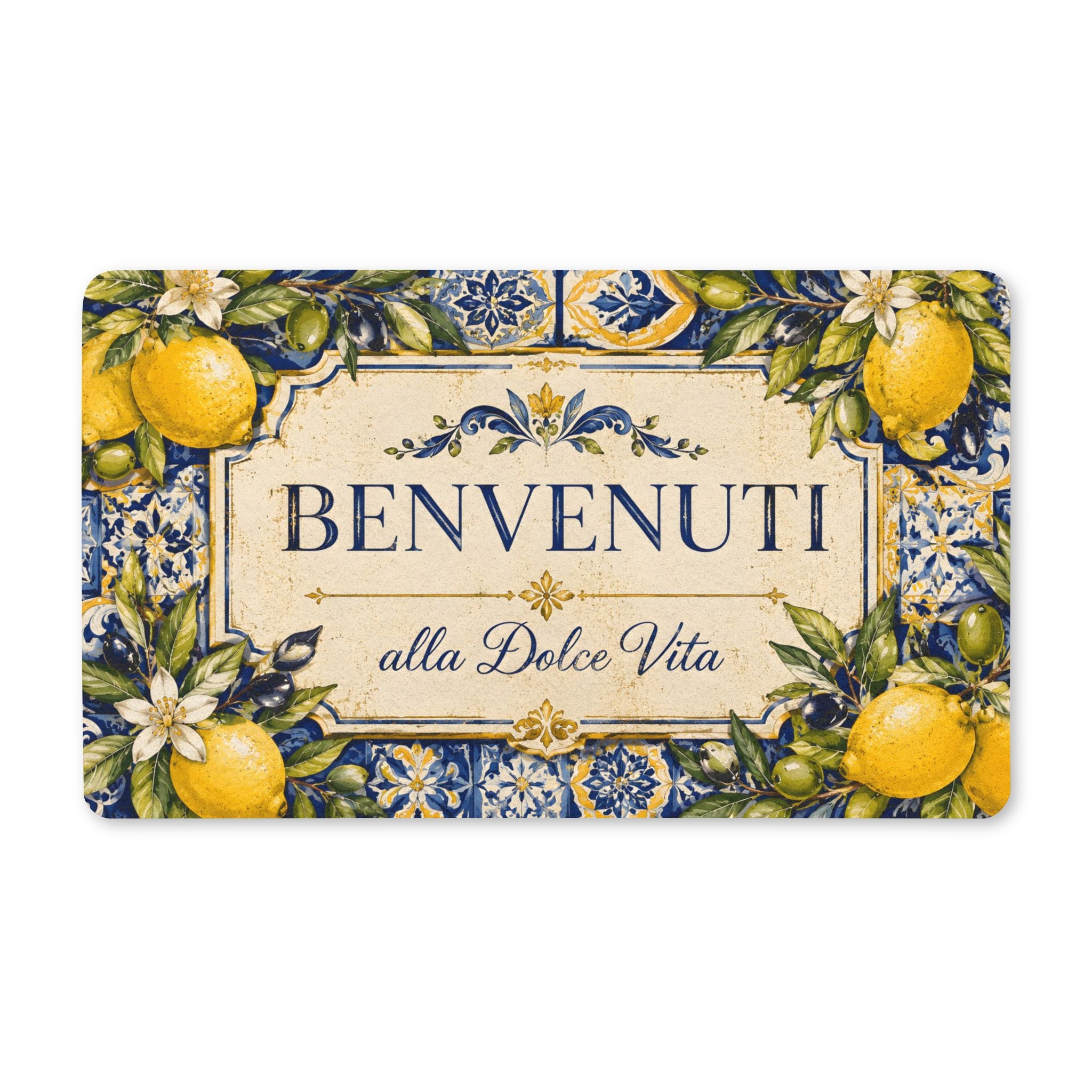 Italian Lemon 'Benvenuti' Welcome Doormat - Dolce Vita Entry Mat