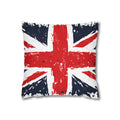 Union Jack Accent Pillow Cover — Grunge British Flag Square Cushion Case