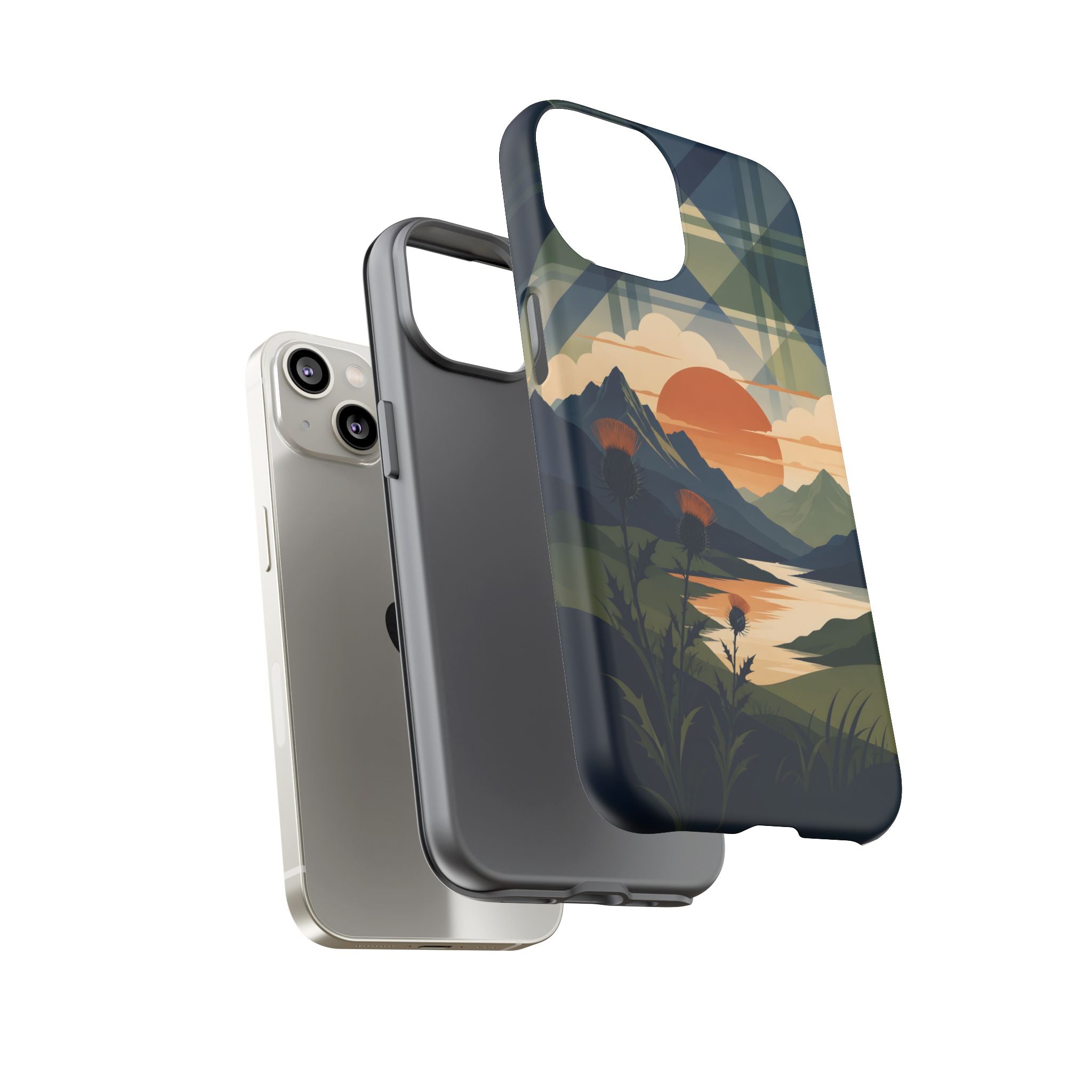 Highland Sunset Tartan Phone Case – Scottish Thistle Summer Festival Edition