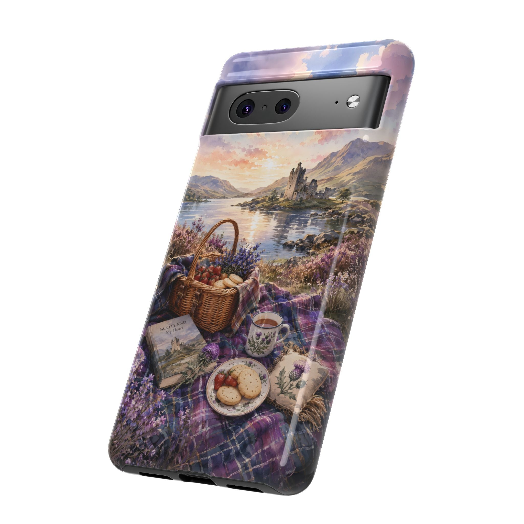 Highland Summer Picnic Phone Case – Scottish Castle & Thistle Art