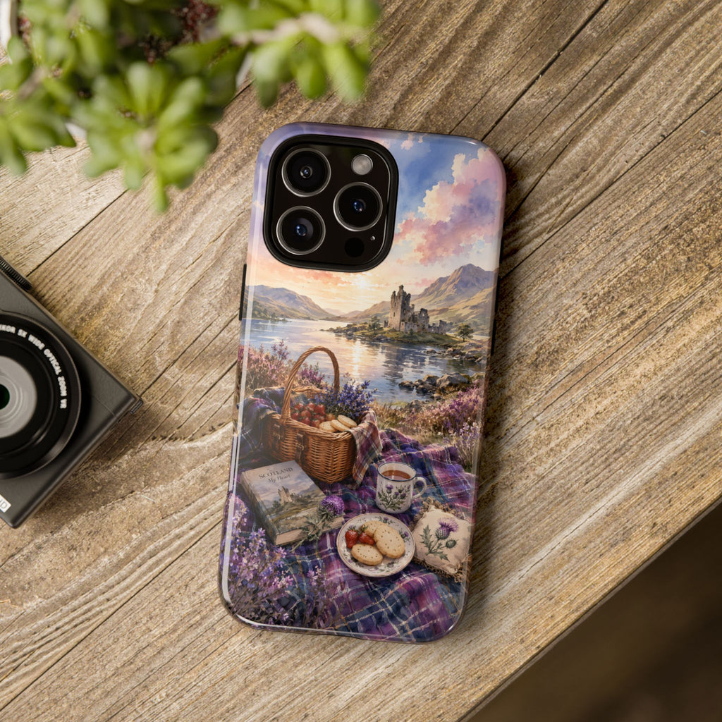 Highland Summer Picnic Phone Case – Scottish Castle & Thistle Art