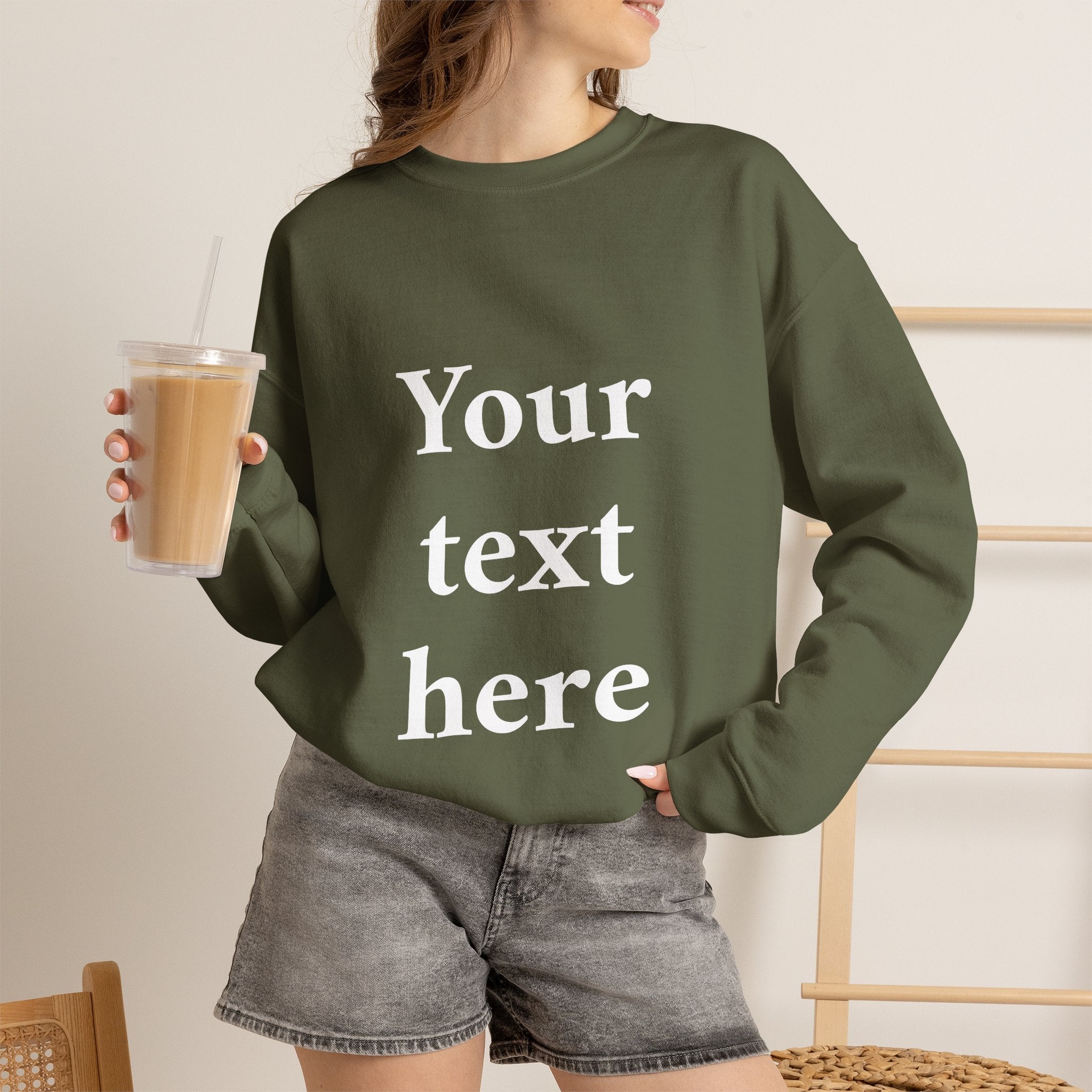 Custom Text Crewneck Sweatshirt — Personalized Minimalist Sweatshirt