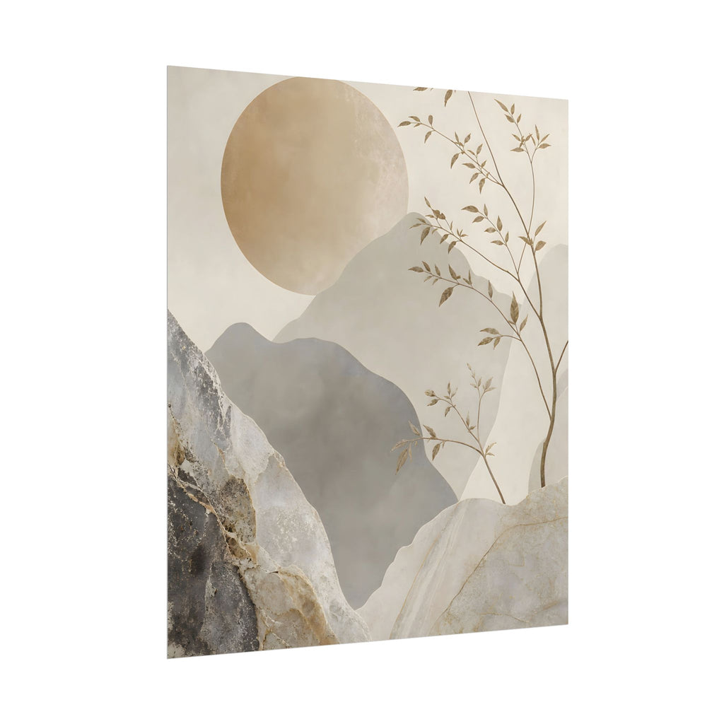 Neutral Minimalist Mountain Sun Rolled Poster