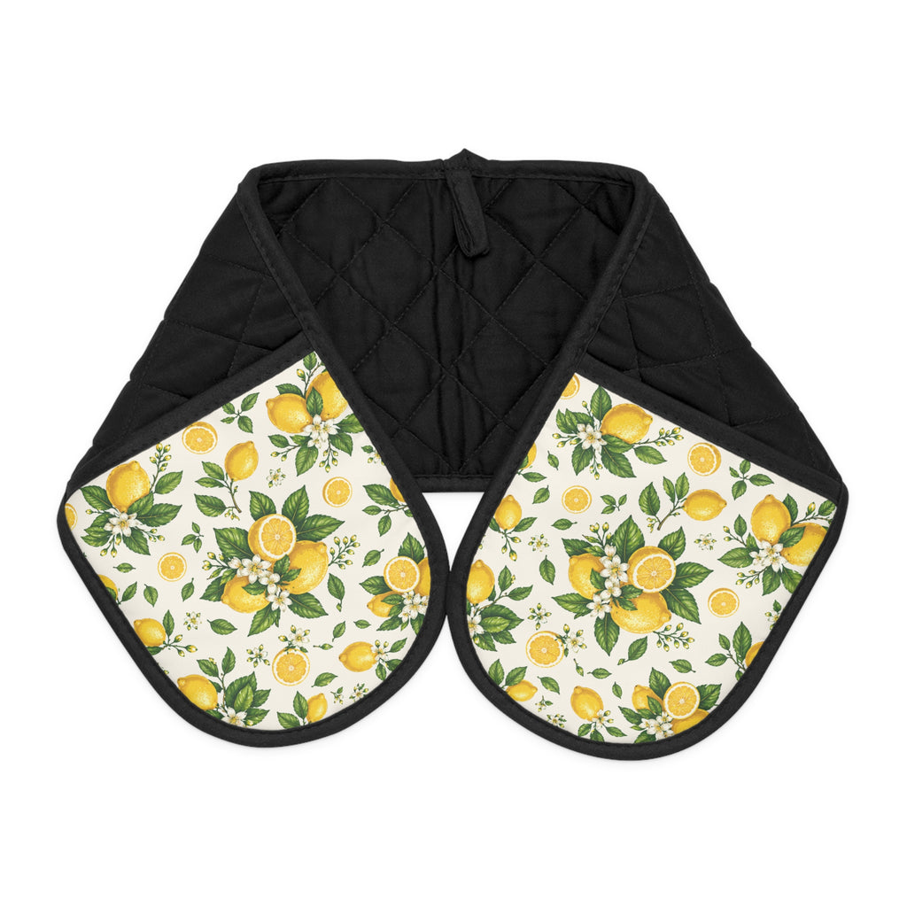 Lemon Blossom Double Oven Mitt – Quilted Heat-Resistant Pot Holder