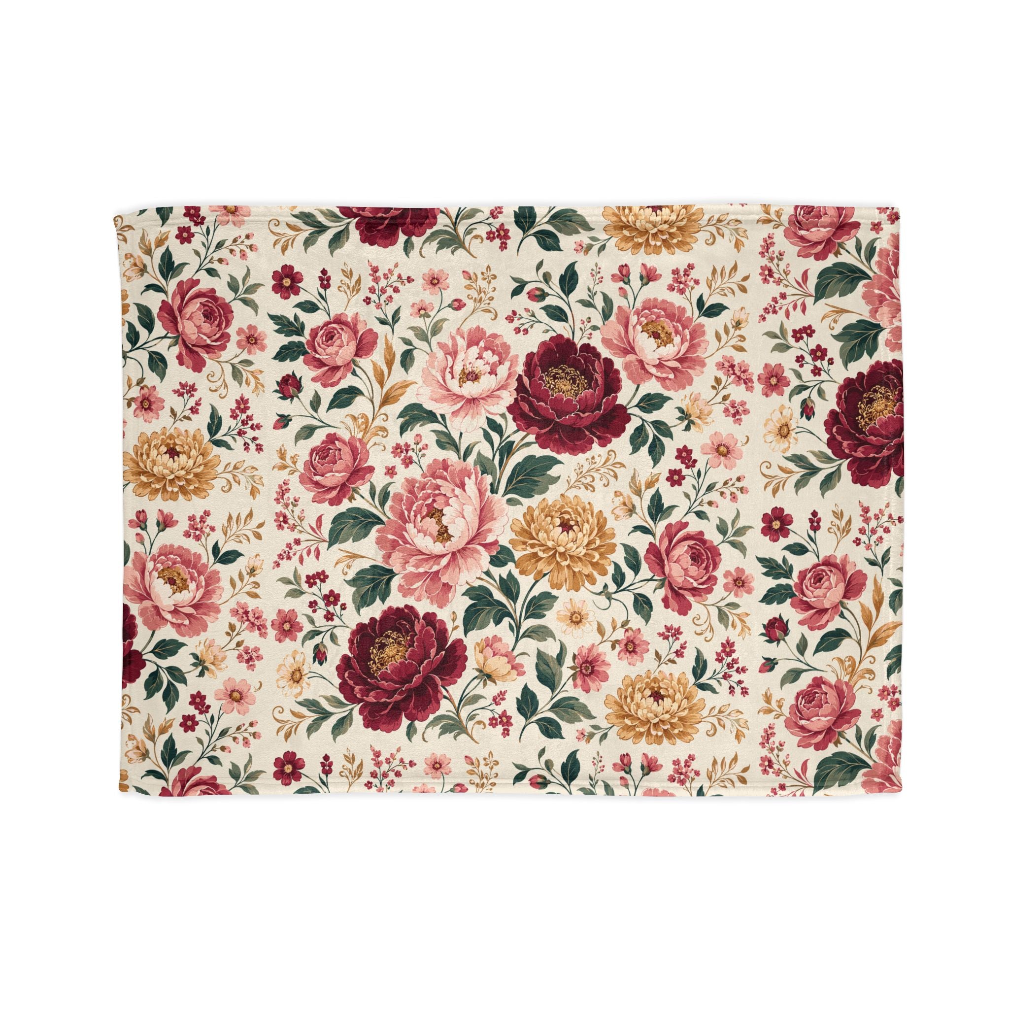 Floral Vintage Rose Blanket — Cozy Cottagecore Throw