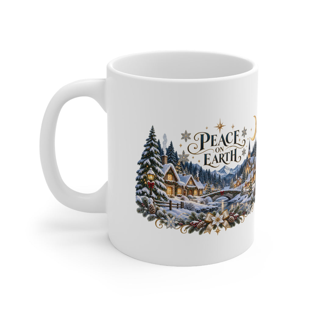 Peace on Earth Christmas Winter Village Ceramic Coffee Mug