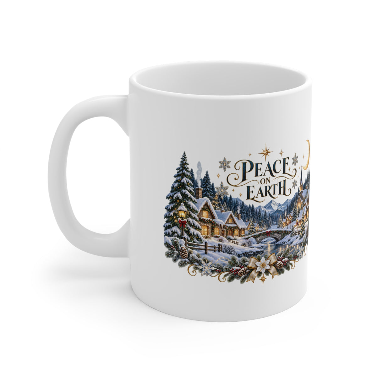 Peace on Earth Christmas Winter Village Ceramic Coffee Mug