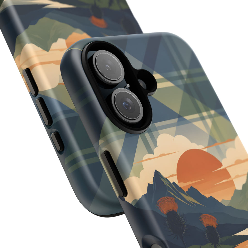 Highland Sunset Tartan Phone Case – Scottish Thistle Summer Festival Edition