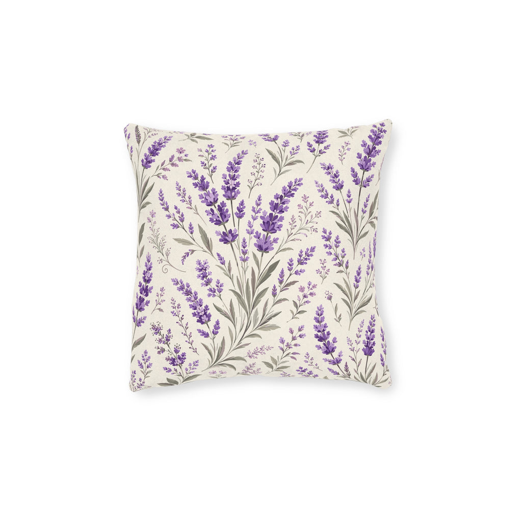 Lavender Blossom Square Pillow — Floral Decorative Throw Pillow