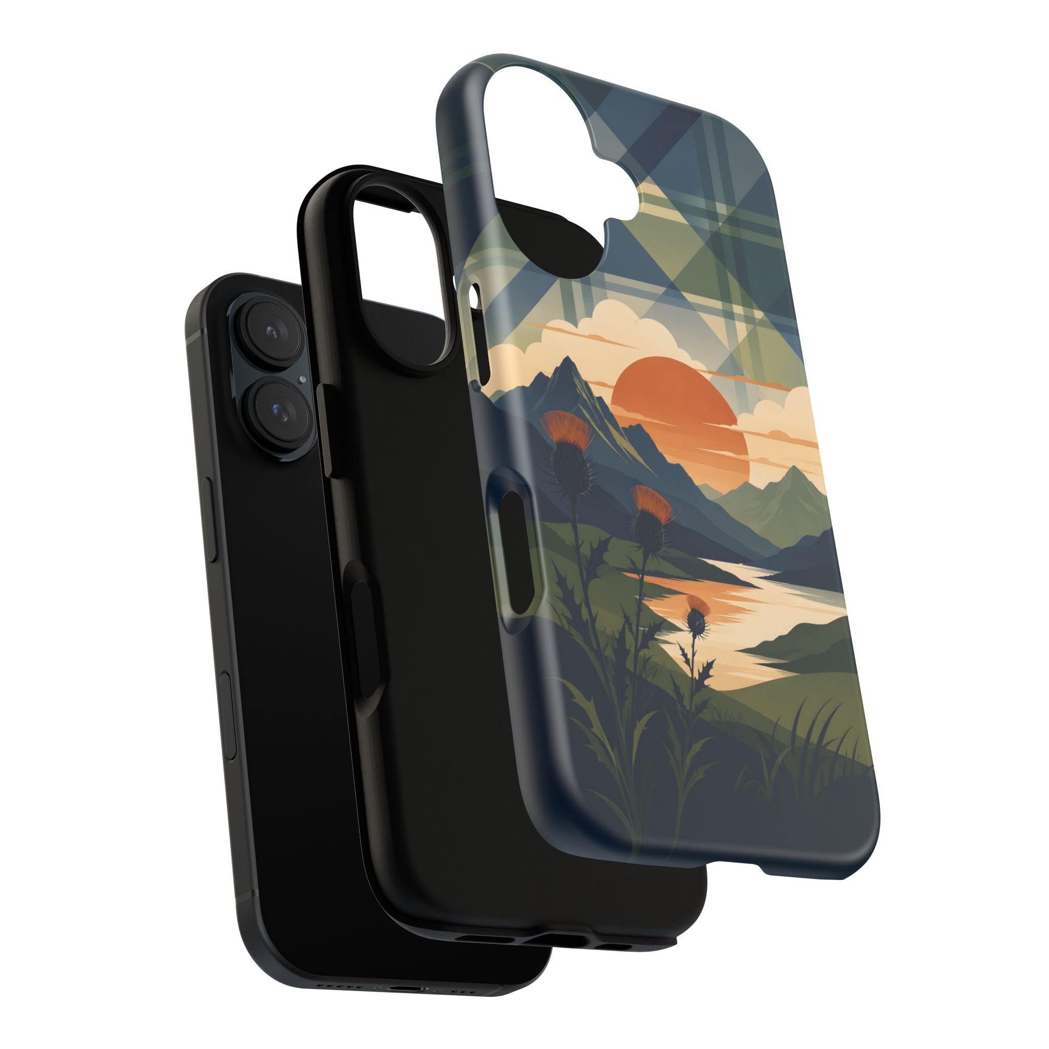 Highland Sunset Tartan Phone Case – Scottish Thistle Summer Festival Edition