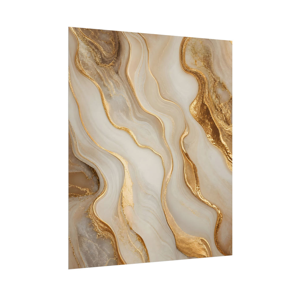 Rolled Poster – Gold Marble Abstract Wall Art, Luxe Swirl Print for Living Room & Office