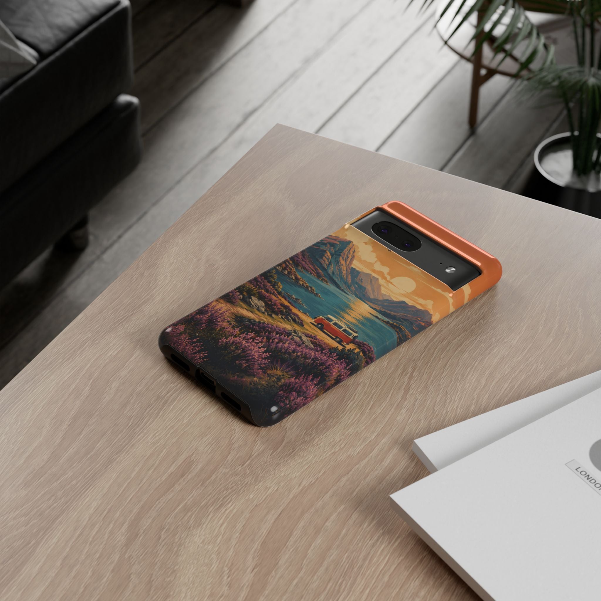Highland Road Trip Phone Case – Scottish Loch Sunset & Heather Landscape