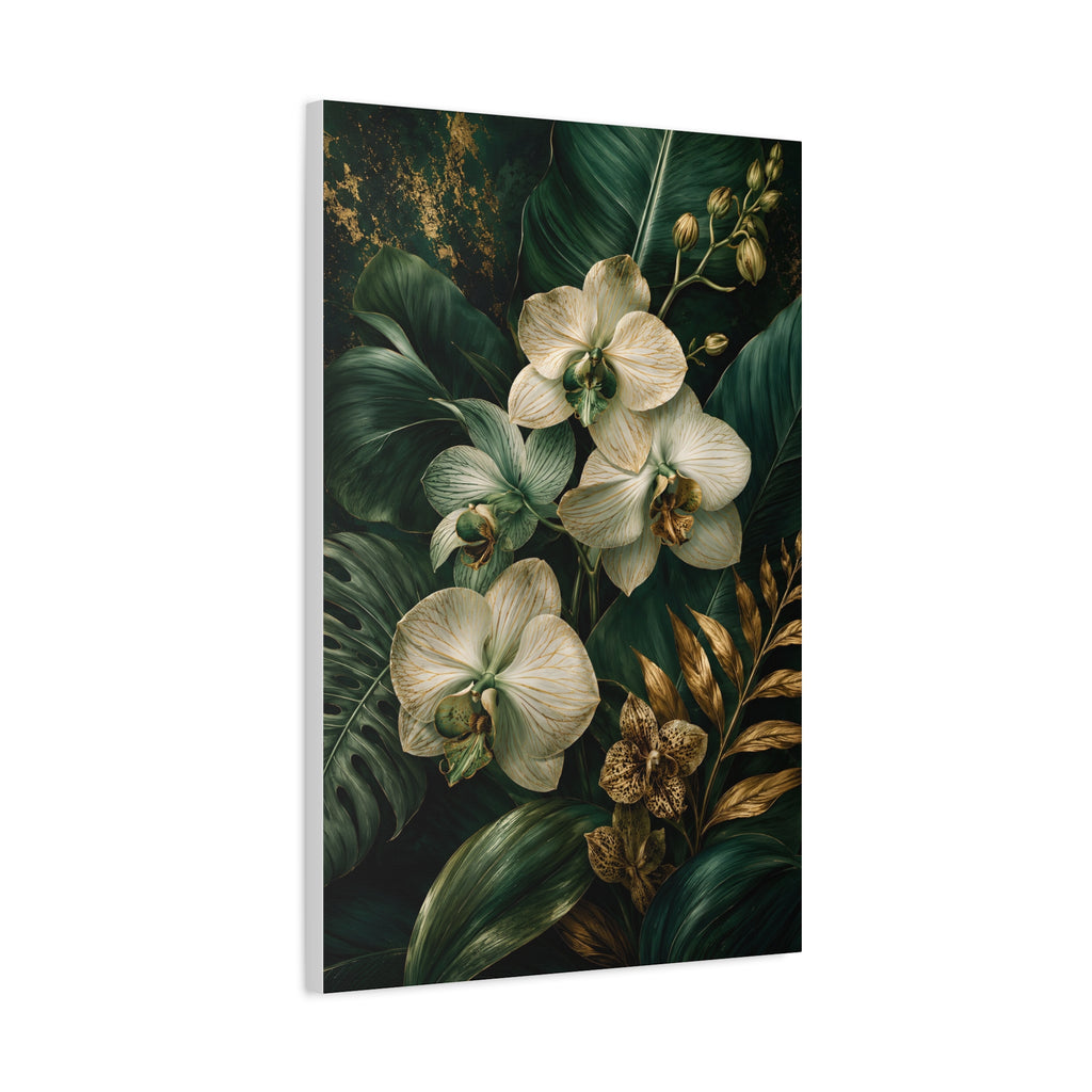 Orchid & Tropical Foliage Matte Canvas Print — Stretched Wall Art
